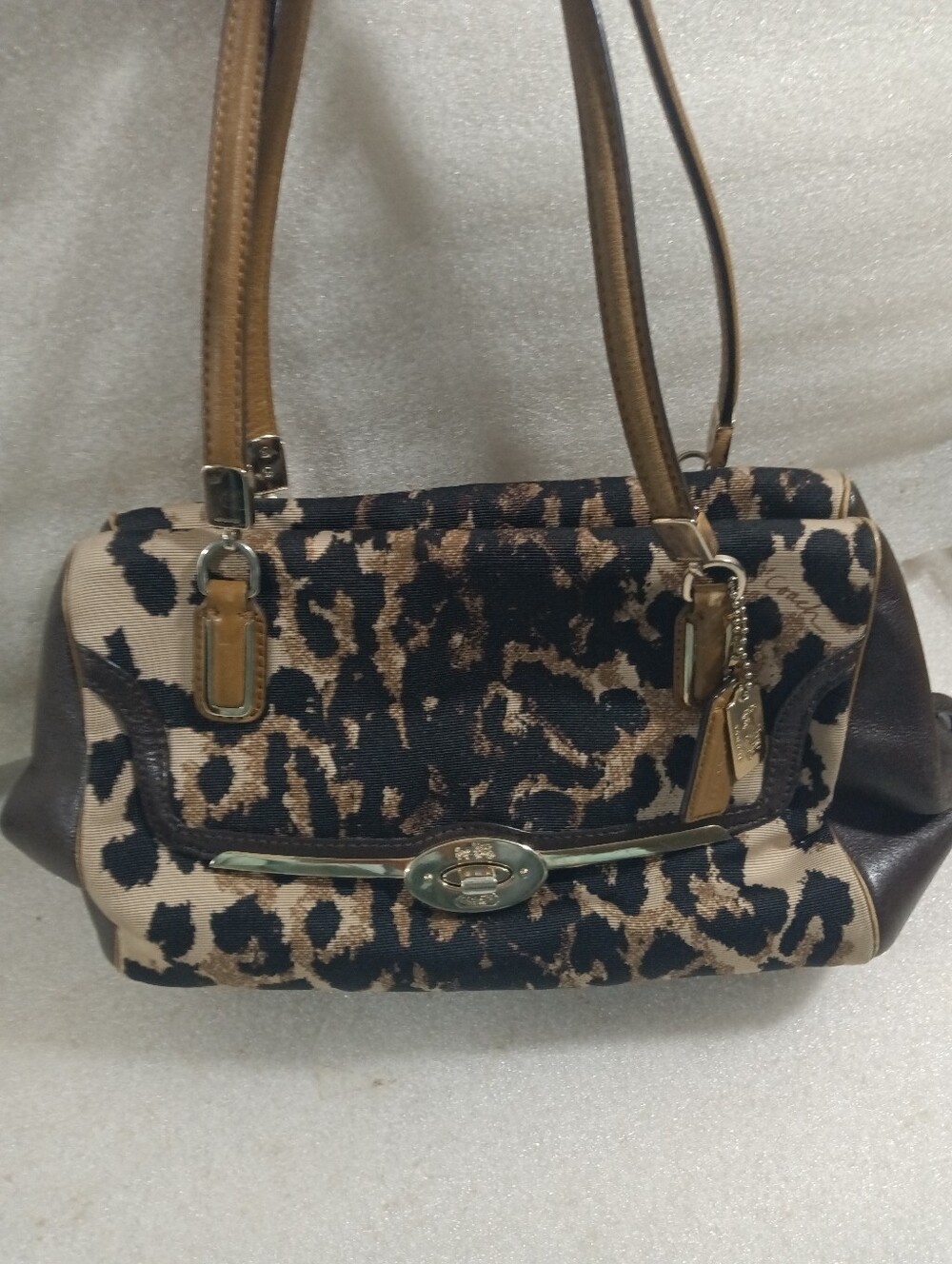 Coach Madison Purse Leopard Cheetah Ocelot Animal Print Satchel Shoulder Handbag